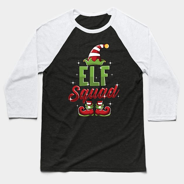 Christmas Elf Squad Family Matching Group Baseball T-Shirt by Rengaw Designs